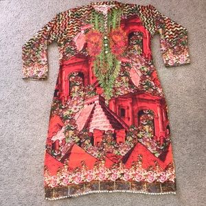 2 pc embroidered linen suit